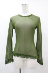 Jean Paul GAULTIER / 裾フリンジシアーカットソー 40 緑 H-25-07-31-1051-GO-TO-KB-ZH