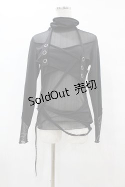 画像1: PUNK RAVE / メッシュ切替ハイネックトップス M-L 黒 H-25-07-31-1052-PU-TO-KB-ZH