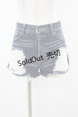 画像1: Candy Stripper / ダメージデニムショートパンツ  ブルー H-25-07-31-1013-PU-PA-KB-ZH