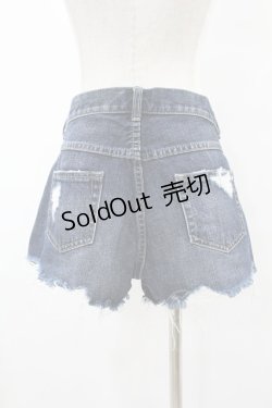 画像2: Candy Stripper / ダメージデニムショートパンツ  ブルー H-25-07-31-1013-PU-PA-KB-ZH
