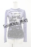 Jean Paul GAULTIER / 英字チェックパワーネットカットソー 40 紺 H-25-07-31-1019-GO-TO-KB-ZH
