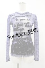 Jean Paul GAULTIER / 英字チェックパワーネットカットソー 40 紺 H-25-07-31-1019-GO-TO-KB-ZH