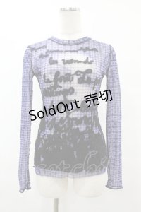 Jean Paul GAULTIER / 英字チェックパワーネットカットソー 40 紺 H-25-07-31-1019-GO-TO-KB-ZH