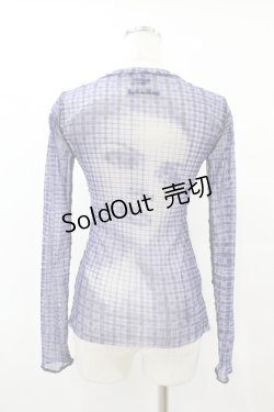 画像2: Jean Paul GAULTIER / 英字チェックパワーネットカットソー 40 紺 H-25-07-31-1019-GO-TO-KB-ZH