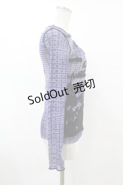 画像3: Jean Paul GAULTIER / 英字チェックパワーネットカットソー 40 紺 H-25-07-31-1019-GO-TO-KB-ZH