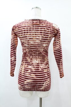 画像2: Jean Paul GAULTIER / ボーダー切替ガーゴイルパワーネットカットソー S 茶 H-25-07-31-1020-GO-TO-KB-ZH