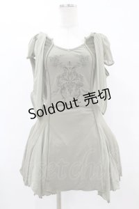 Ozz Croce / シアー袖付きキャミソールワンピース  カーキ H-25-07-31-1033-OO-OP-KB-ZH