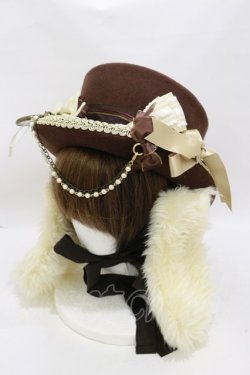 画像1: ALICE and the PIRATES / 時計うさぎのロップイヤーシルクハット  ブラウン H-25-07-31-029-PA-AC-NS-ZH
