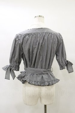 画像2: Physical Drop / サマーギンガムシリーズレトロブラウス Free ブラック H-25-07-31-037-LO-BL-NS-ZH
