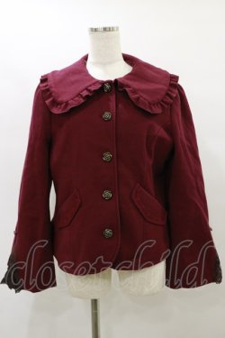 画像1: axes femme / ファー襟付編上ショートコート M ボルドー H-25-07-31-044-AX-CO-NS-ZH