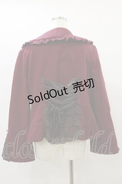 画像2: axes femme / ファー襟付編上ショートコート M ボルドー H-25-07-31-044-AX-CO-NS-ZT0806H