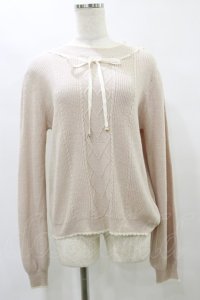 axes femme / はしごリボンニットトップス M ピンク H-25-07-31-046-AX-TO-NS-ZH