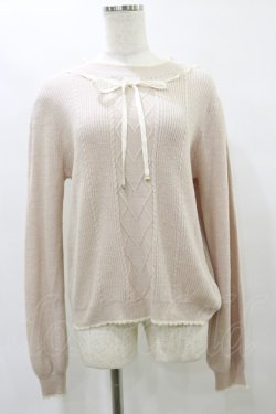 画像1: axes femme / はしごリボンニットトップス M ピンク H-25-07-31-046-AX-TO-NS-ZH