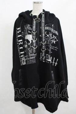画像1: SEX POT ReVeNGe / ポンチョZIPパーカー  黒 H-25-08-01-037-SP-TO-KB-ZH