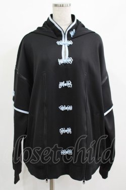 画像1: NieR Clothing / 5WAY SIDE LINE CHINA DESIGN PULLOVER F 黒×サックス H-25-08-01-038-PU-TO-KB-ZH