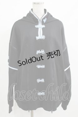 画像1: NieR Clothing / 5WAY SIDE LINE CHINA DESIGN PULLOVER F 黒×サックス H-25-08-01-038-PU-TO-KB-ZH