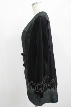 画像2: Qutie Frash / チャイナボタンカーデ  黒×カーキ H-25-08-01-044-QU-TO-KB-ZH