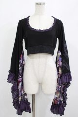 Qutie Frash / メッシュ着物袖トップス  黒×紫 H-25-08-01-049-QU-TO-KB-ZH