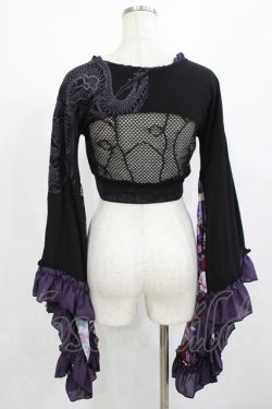 画像3: Qutie Frash / メッシュ着物袖トップス  黒×紫 H-25-08-01-049-QU-TO-KB-ZH