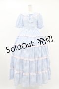 Lolime by mellfy memory / Bubble Gum ギンガムチェックワンピース M BLUE H-25-08-01-1043-0-OP-NS-ZH