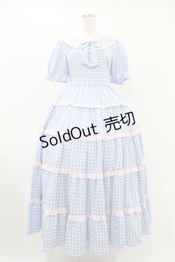 画像1: Lolime by mellfy memory / Bubble Gum ギンガムチェックワンピース M BLUE H-25-08-01-1043-0-OP-NS-ZH