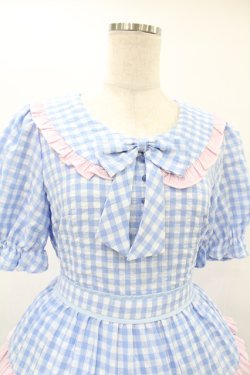 画像4: Lolime by mellfy memory / Bubble Gum ギンガムチェックワンピース M BLUE H-25-08-01-1043-0-OP-NS-ZH