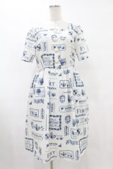 Fi.n.t / クロスステッチコラージュ柄ワンピース Free BLUE H-25-08-01-1053-CA-OP-NS-ZH