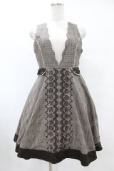 axes femme / スカラップチェックジャンパースカート M ブラウン H-25-08-01-1057-AX-OP-NS-ZH