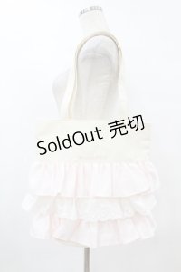 Maison de FLEUR / フロントフリルトートバッグ  オフ/ピンク H-25-08-01-1028-LO-BG-NS-ZH