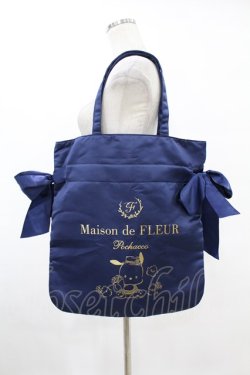 画像1: Maison de FLEUR / ぽちゃっこ/リボントートバッグ  ネイビー H-25-08-01-1029-LO-BG-NS-ZH