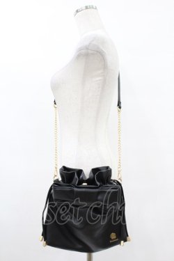 画像1: m petit by misako / NINA'Sコラボ/リボンキンチャクショルダーバッグ  ブラック H-25-08-01-1040-LO-BG-NS-ZH