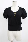 abilletage / 刺繍パフスリーブトップス  ブラック H-25-08-01-055-GO-TO-KB-ZH