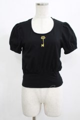 abilletage / 刺繍パフスリーブトップス  ブラック H-25-08-01-055-GO-TO-KB-ZH