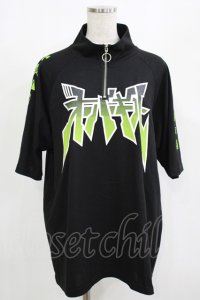 LISTEN FLAVOR / オーバーキルハーフジップトップス  ブラック H-25-08-01-060-PU-TO-KB-ZH