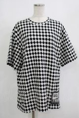 HELL CAT PUNKS / ダイアパターンTシャツ  ブラック H-25-08-01-061-PU-TO-KB-ZH