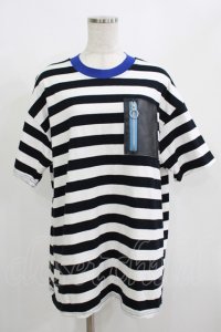 HELL CAT PUNKS / ボーダーTシャツ  ブラック×ホワイト×ブルー H-25-08-01-066-PU-TO-KB-ZT492