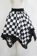 ATELIER PIERROT / ダイヤイレギュラースカート  黒×白 H-25-08-01-010-EL-SK-KB-ZH