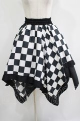ATELIER PIERROT / ダイヤイレギュラースカート  黒×白 H-25-08-01-010-EL-SK-KB-ZH