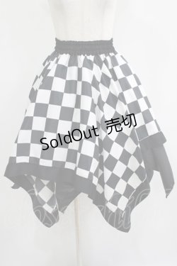 画像1: ATELIER PIERROT / ダイヤイレギュラースカート  黒×白 H-25-08-01-010-EL-SK-KB-ZH
