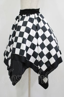 画像2: ATELIER PIERROT / ダイヤイレギュラースカート  黒×白 H-25-08-01-010-EL-SK-KB-ZH