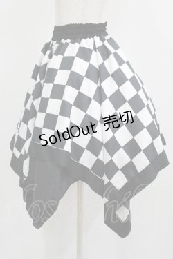 画像2: ATELIER PIERROT / ダイヤイレギュラースカート  黒×白 H-25-08-01-010-EL-SK-KB-ZH