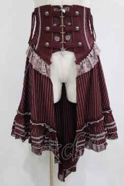 画像1: OZZ ANGELO / 薔薇刺繍オーバーコルセット  ボルドーストライプ H-25-08-01-015-OO-SK-KB-ZH