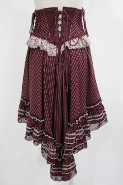 画像3: OZZ ANGELO / 薔薇刺繍オーバーコルセット  ボルドーストライプ H-25-08-01-015-OO-SK-KB-ZH