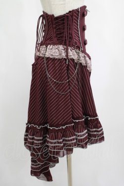 画像4: OZZ ANGELO / 薔薇刺繍オーバーコルセット  ボルドーストライプ H-25-08-01-015-OO-SK-KB-ZH