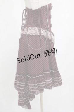 画像4: OZZ ANGELO / 薔薇刺繍オーバーコルセット  ボルドーストライプ H-25-08-01-015-OO-SK-KB-ZH