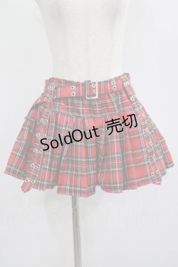 画像1: ACDC RAG / プリーツパンツスカート  レッドタータン H-25-08-01-018-PU-SK-KB-ZH