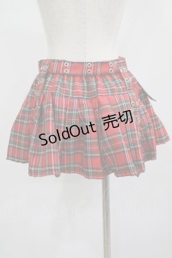 画像3: ACDC RAG / プリーツパンツスカート  レッドタータン H-25-08-01-018-PU-SK-KB-ZH