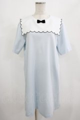 MILK / スカラップカラーワンピース  サックス H-25-08-01-024-ML-OP-KB-ZH