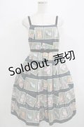Emily Temple cute / Kitten Stamp Collectionキャミソールワンピース  グリーン H-25-08-02-028-ET-OP-KB-ZH