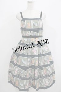 Emily Temple cute / Kitten Stamp Collectionキャミソールワンピース  グリーン H-25-08-02-028-ET-OP-KB-ZH